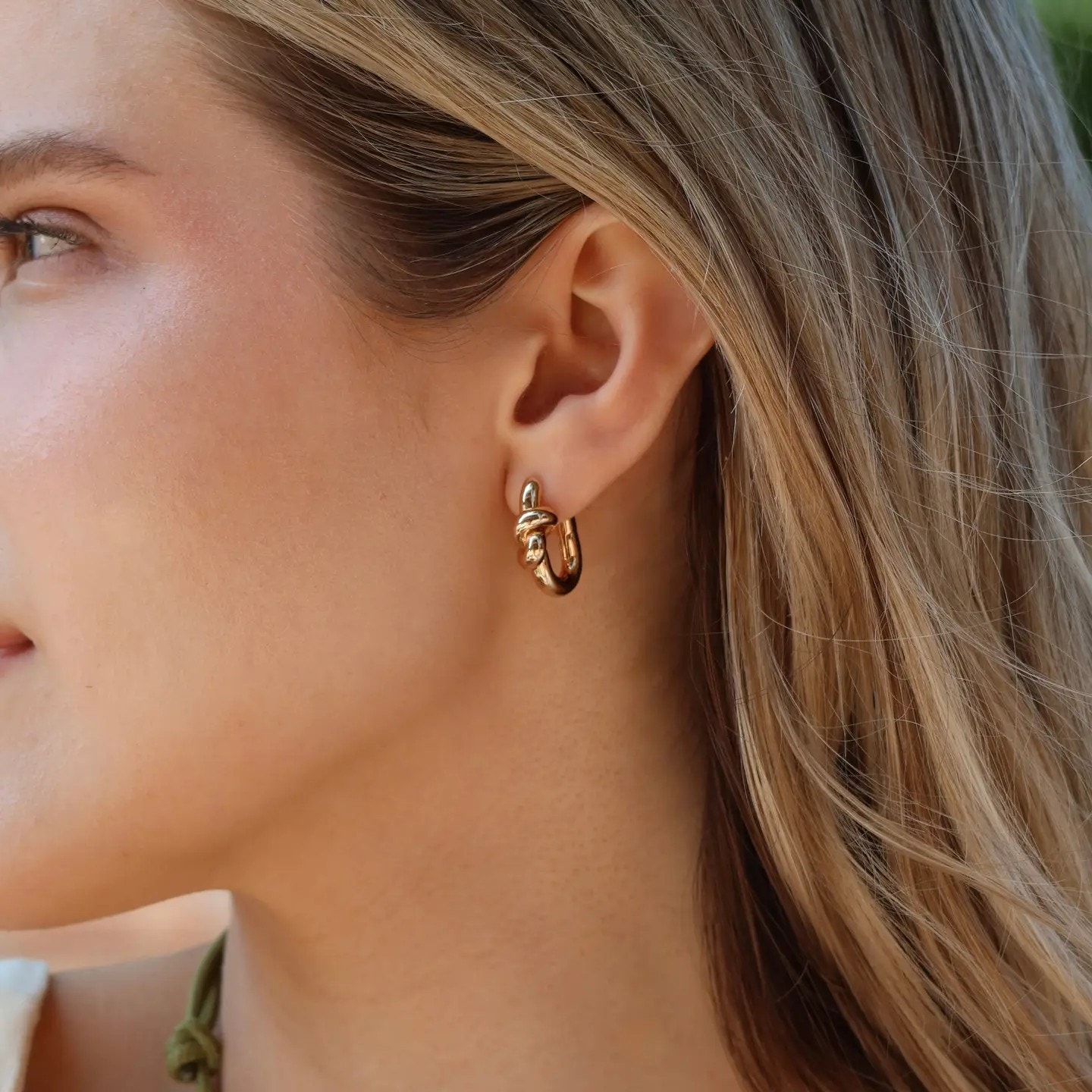 Nwt Mod + Jo Karina Knot Hoop Earrings Gold Plated Lightweight Everyday Hoops — image 2 of 2